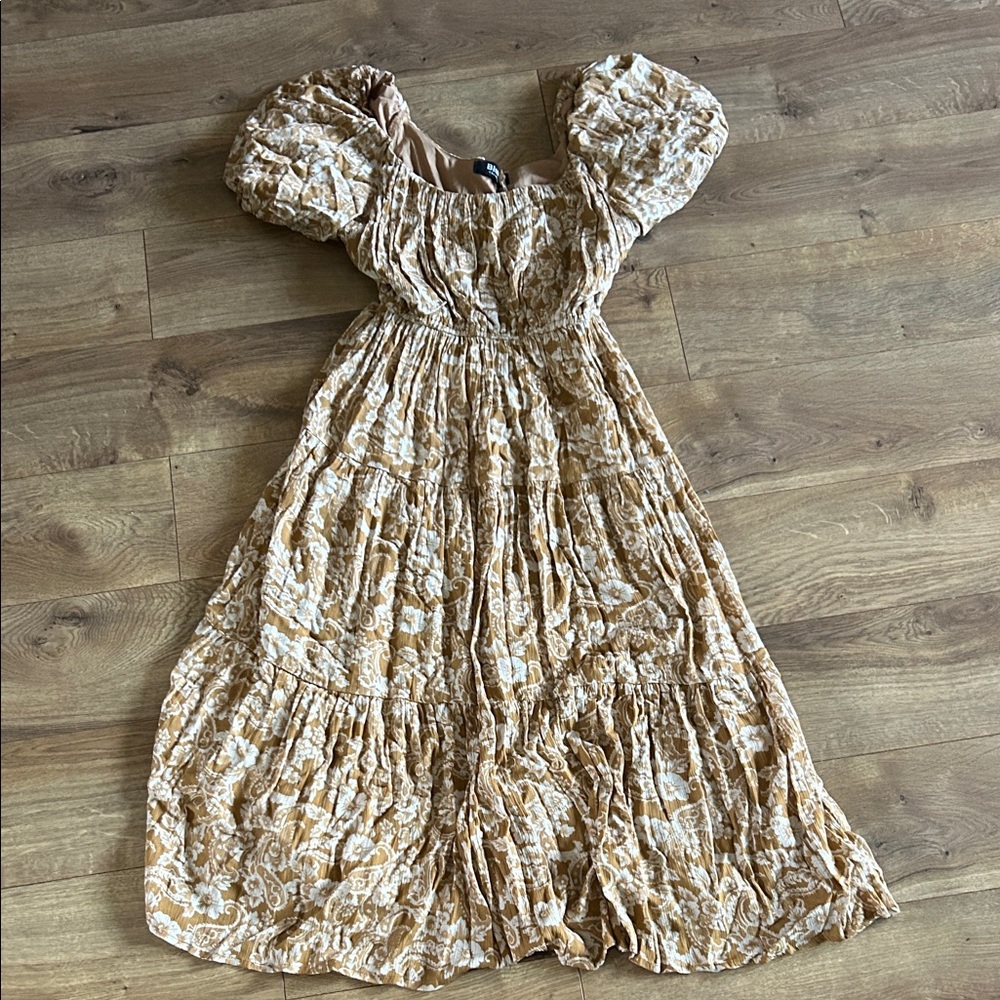 Floral Puff Sleeve Midi Dress